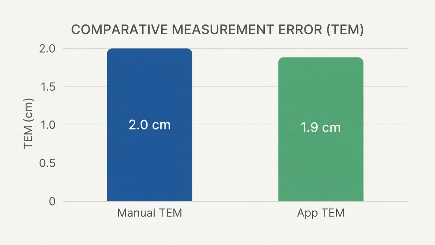 Comparison of manual vs app measurement error