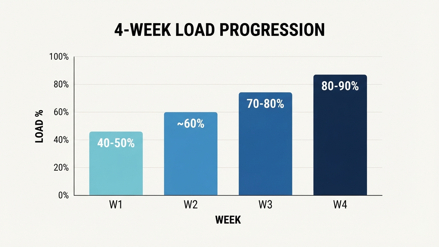 4-week comeback progression plan: from 40-50% up to 80-90% load